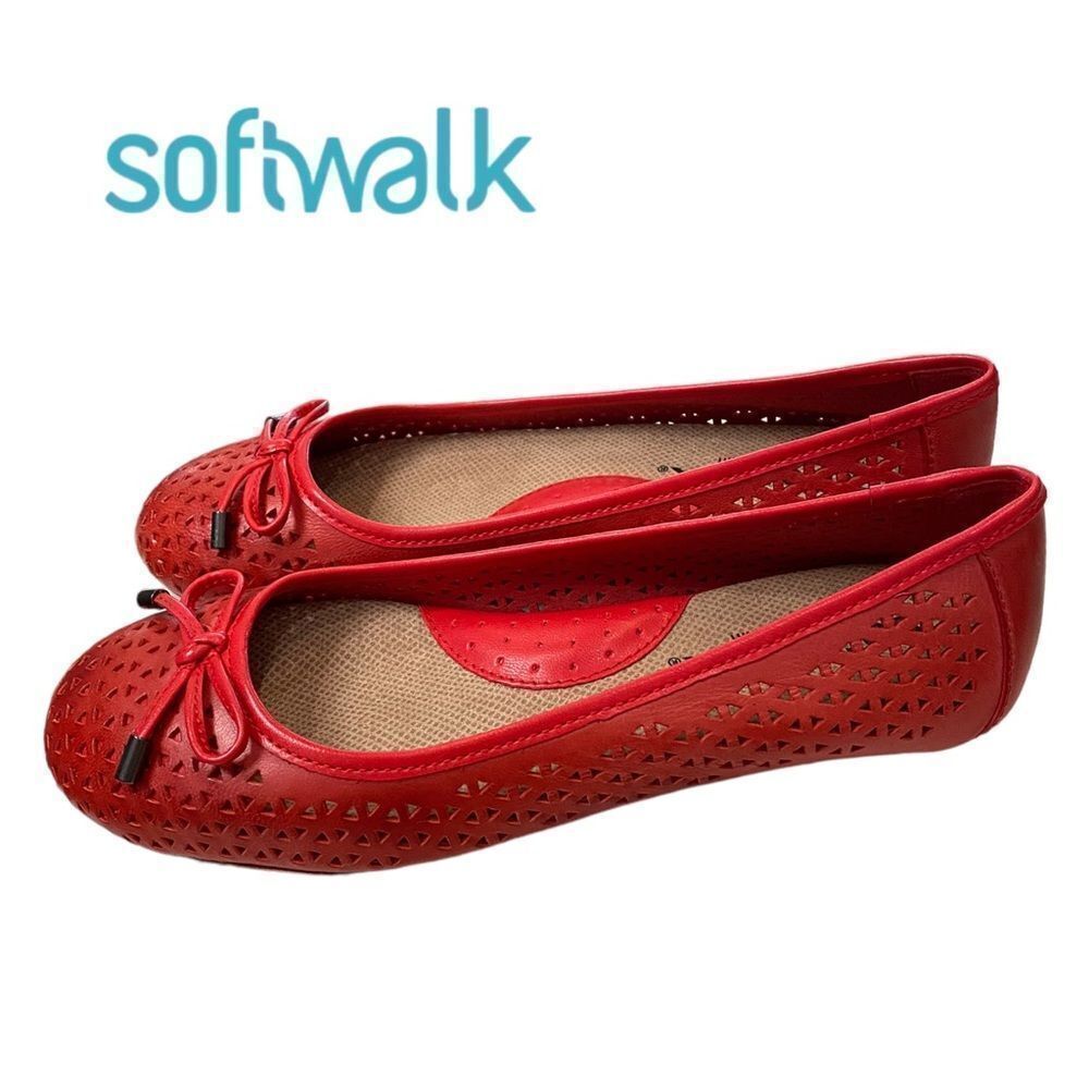 SOFTWALK Napa Laser Red Women's Slip-On Ballet Flats NEW 5.5